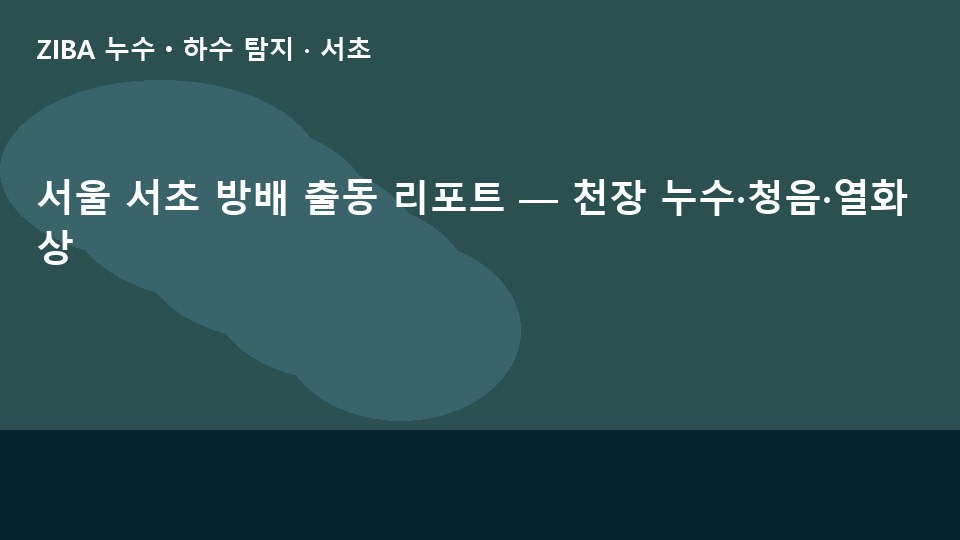 서울 서초 방배 출동 리포트 — 천장 누수·청음·열화상